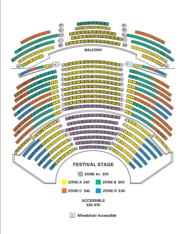 Seating map of festival theatre.