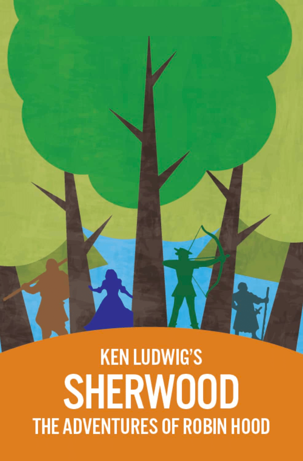 Sherwood graphic - silhouettes of Robin Hood  et al in trees